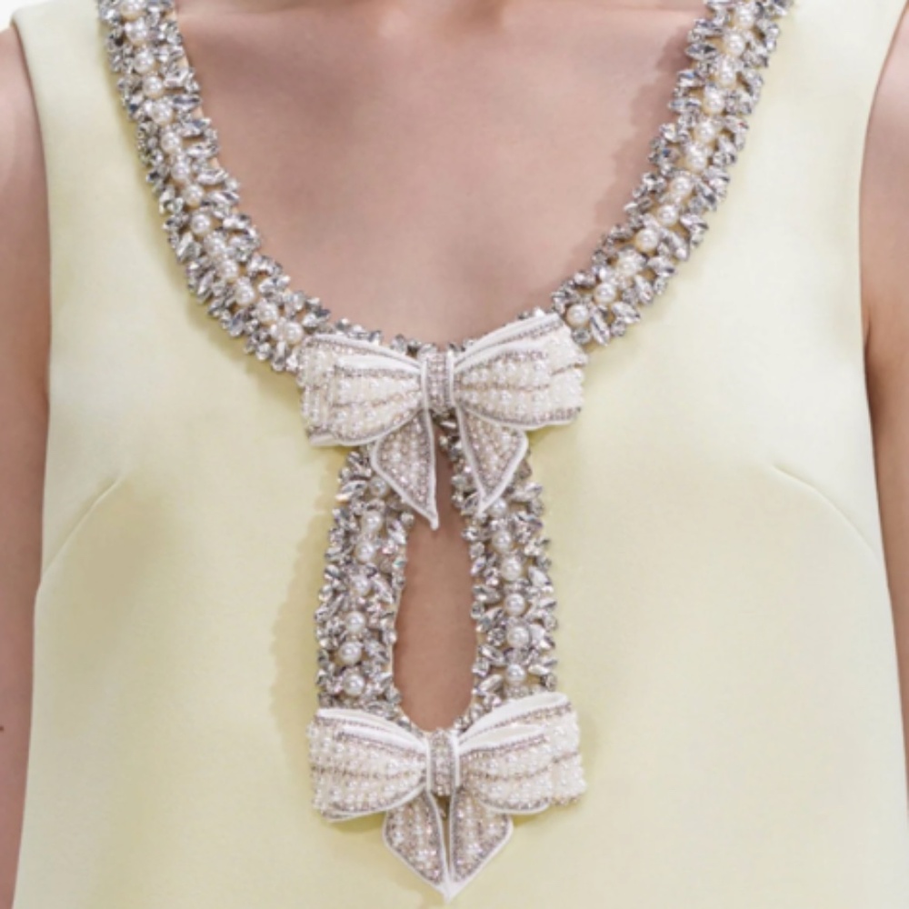 Self-Portrait Pale Yellow Embellished Mini Dress - Picture 8 of 13